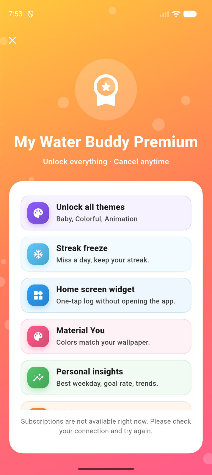 Premium subscription upsell screen